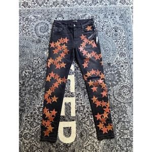 AMIRI Chemist Leather Stars Jean Orange / Black size 32